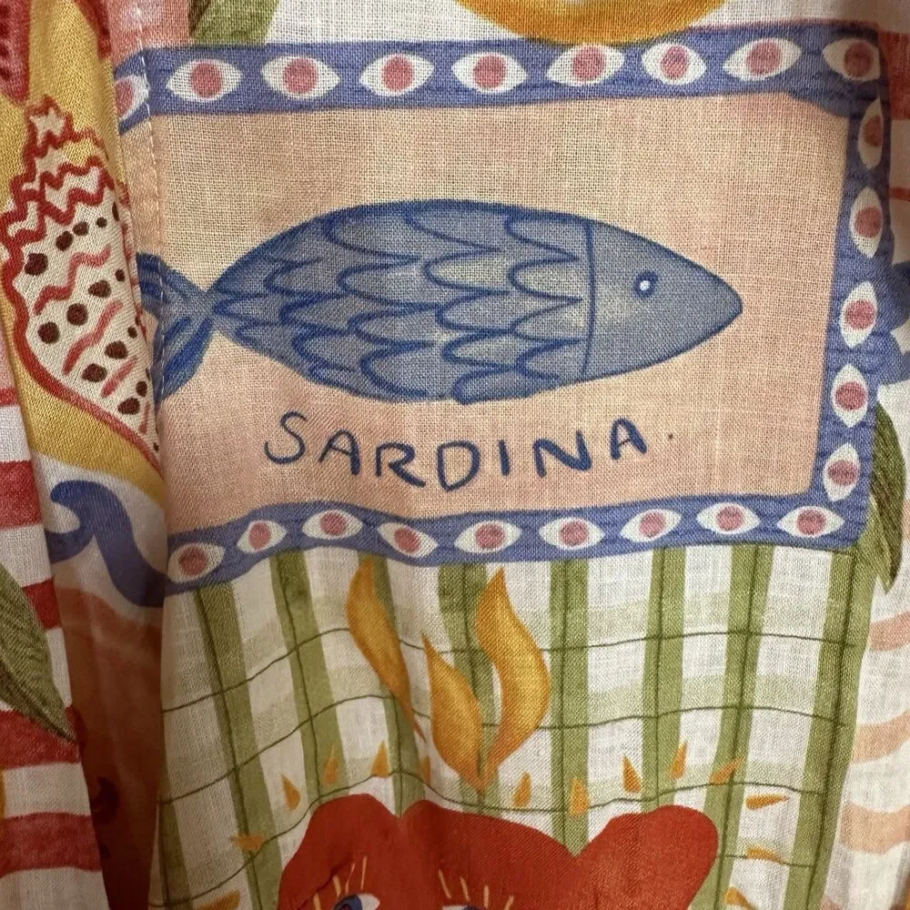 CALYPSO ST BARTH Small Linen Sardina Beach Italian Shirt Button Down  Cover Up - Picture 3 of 10